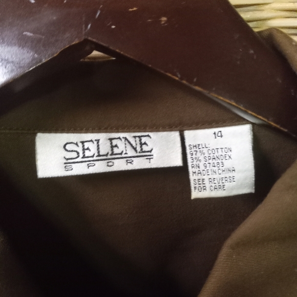 Selene Sport Jacket Olive Green Denim Rhinestones Buttons & Embellishments L/14 - Picture 3 of 8